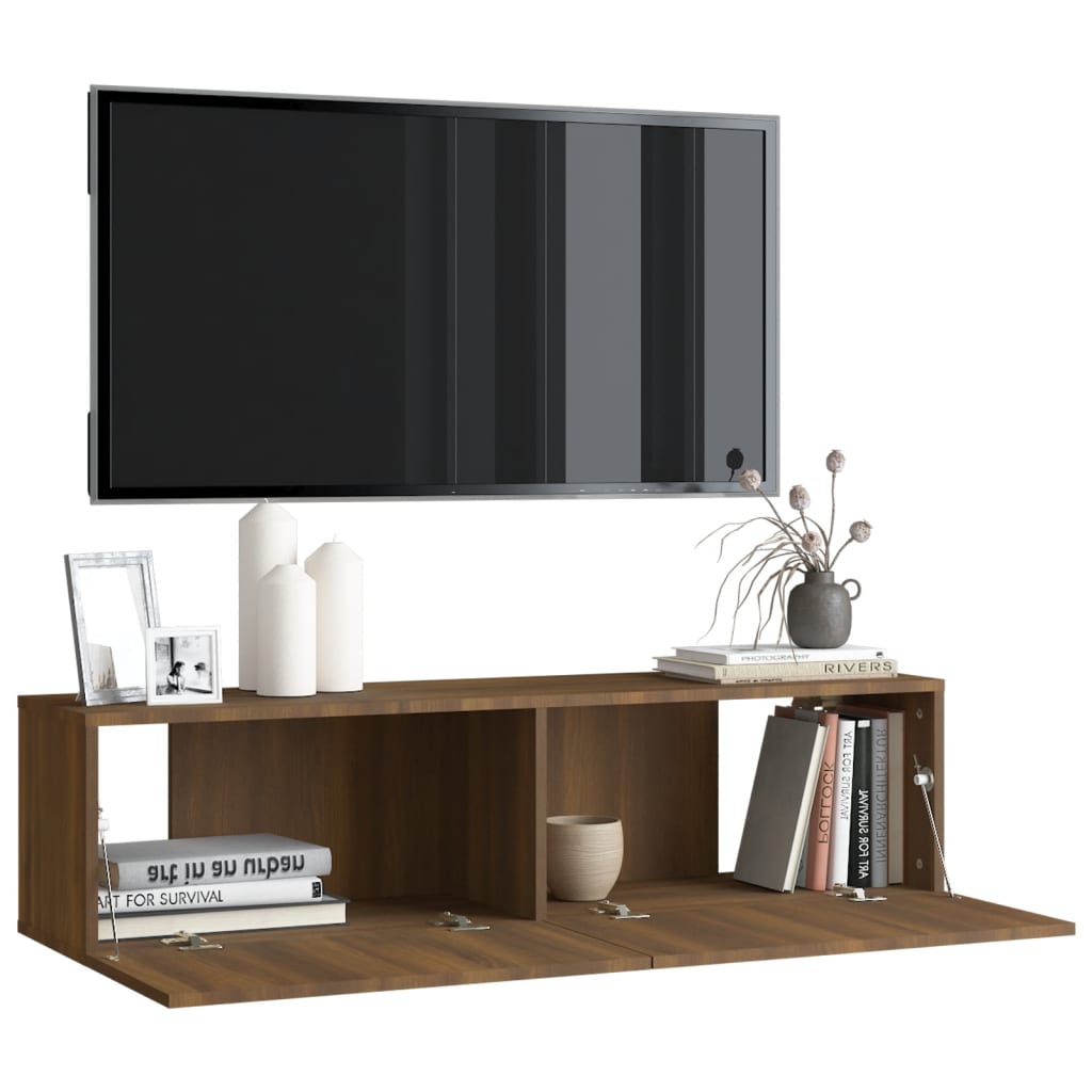 Tv-wandmeubel 120x30x30 cm bewerkt hout bruin eikenkleur