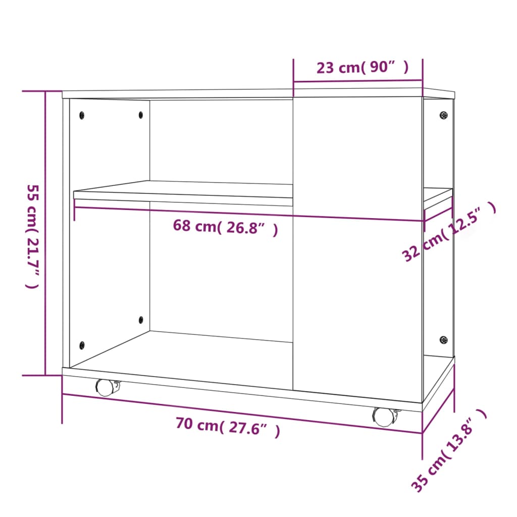 Bijzettafel 70x35x55 cm bewerkt hout