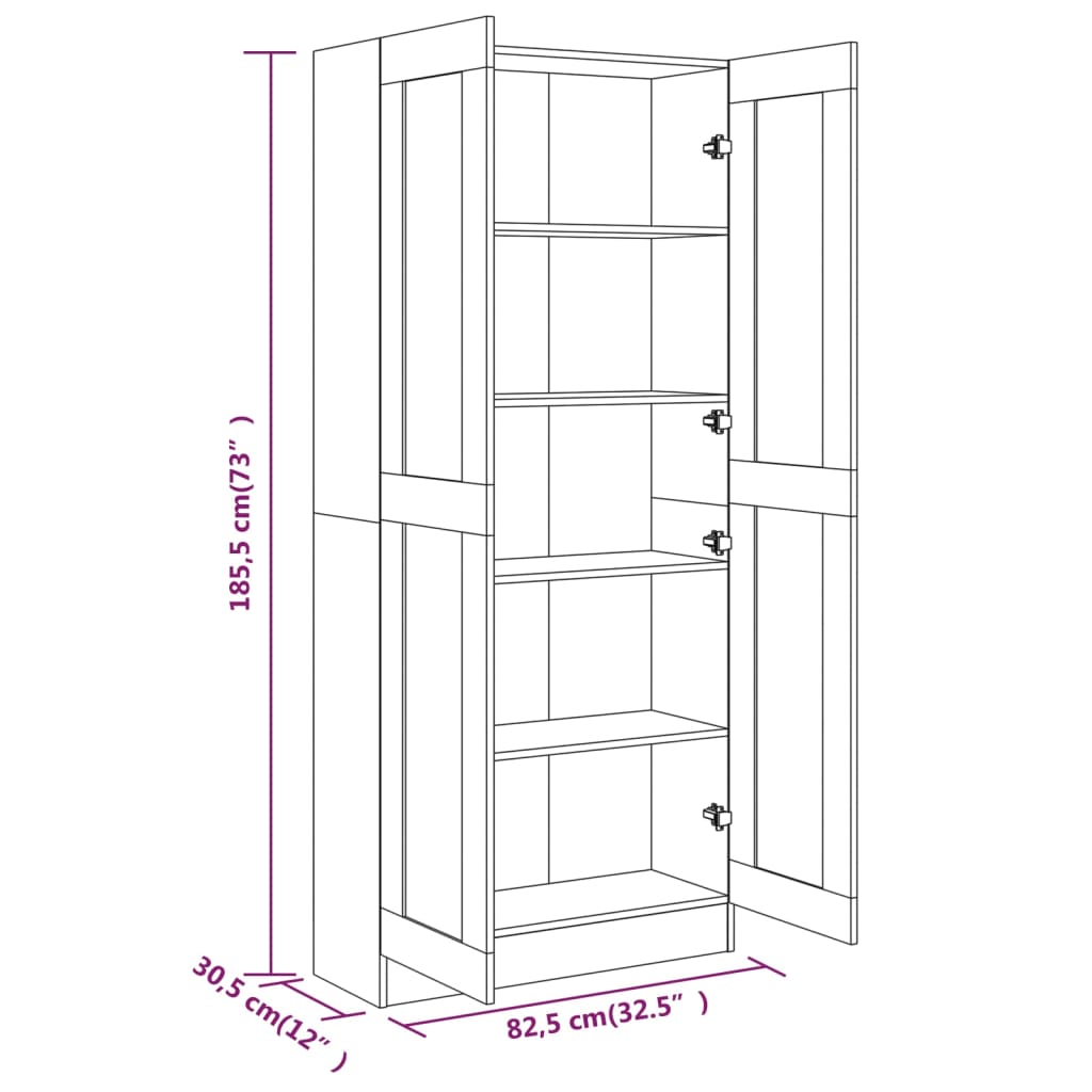 Boekenkast 82,5x30,5x80 cm bewerkt hout eikenkleurig