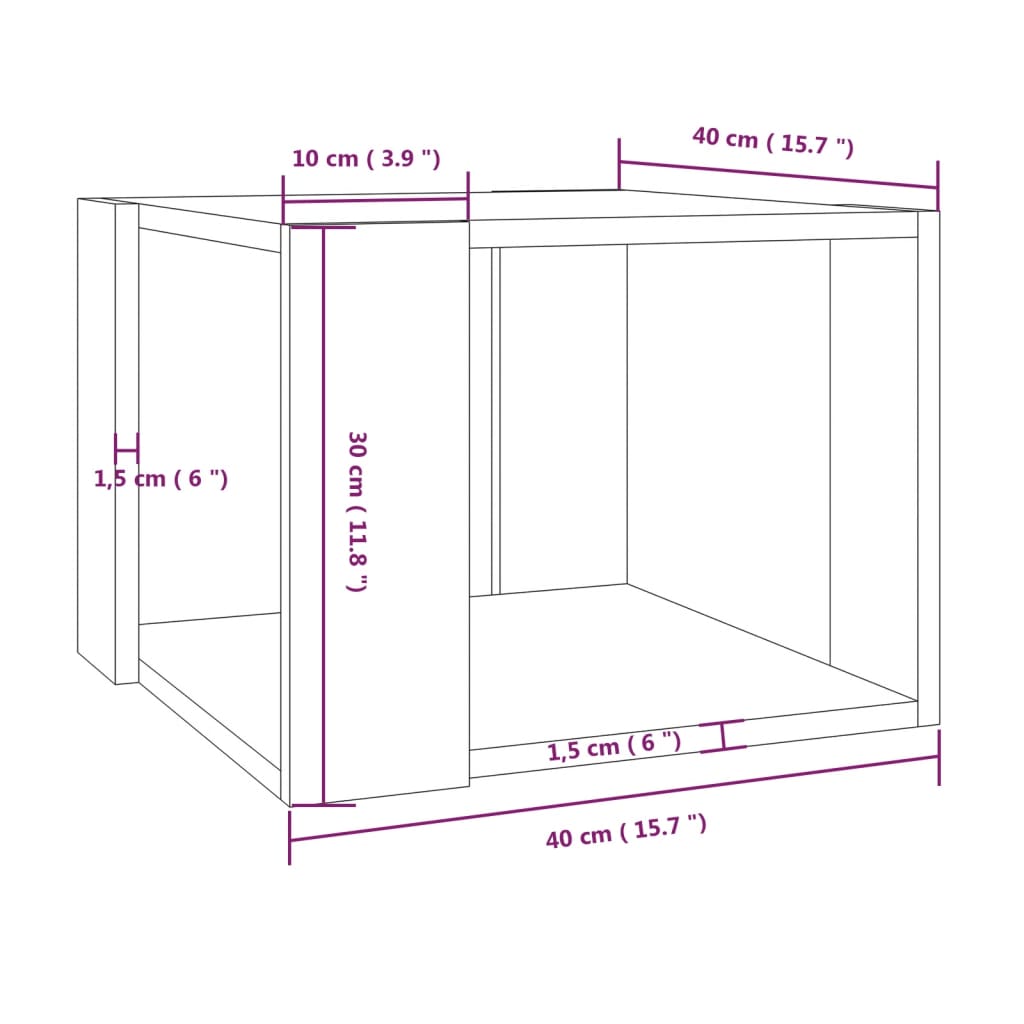 Salontafel 40x40x30 cm bewerkt hout eikenkleurig