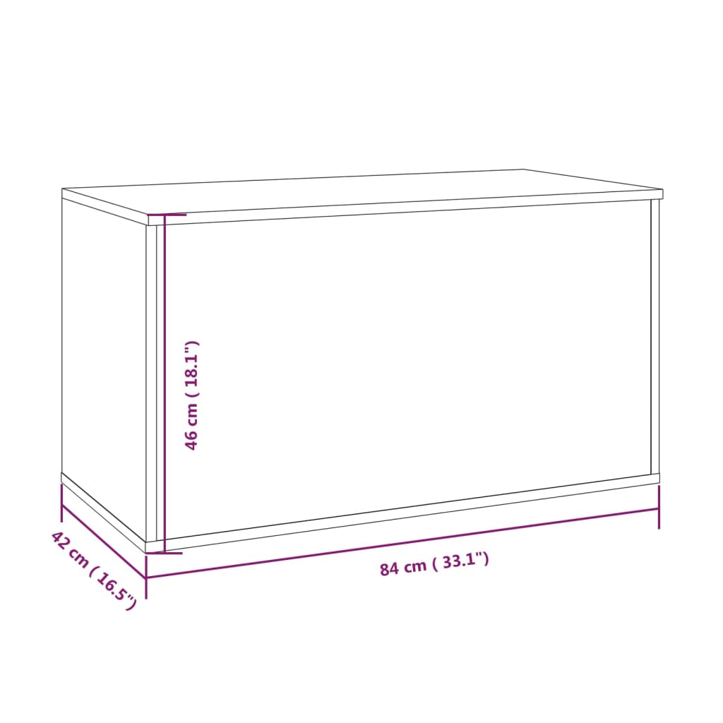 Opbergkist 84x42x46 cm bewerkt hout eikenkleurig