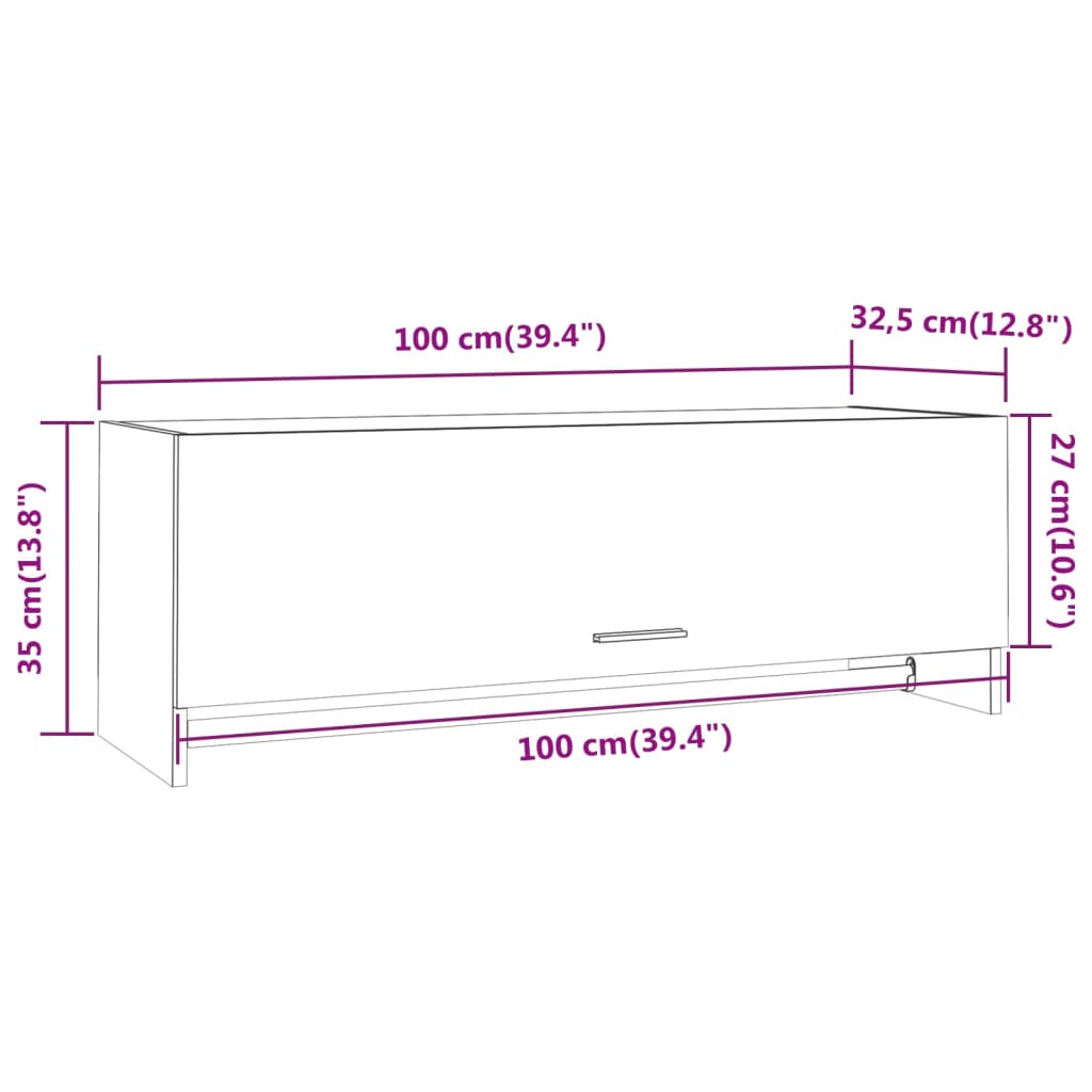 Kledingkast 100x32,5x35 cm bewerkt hout bruin eikenkleur