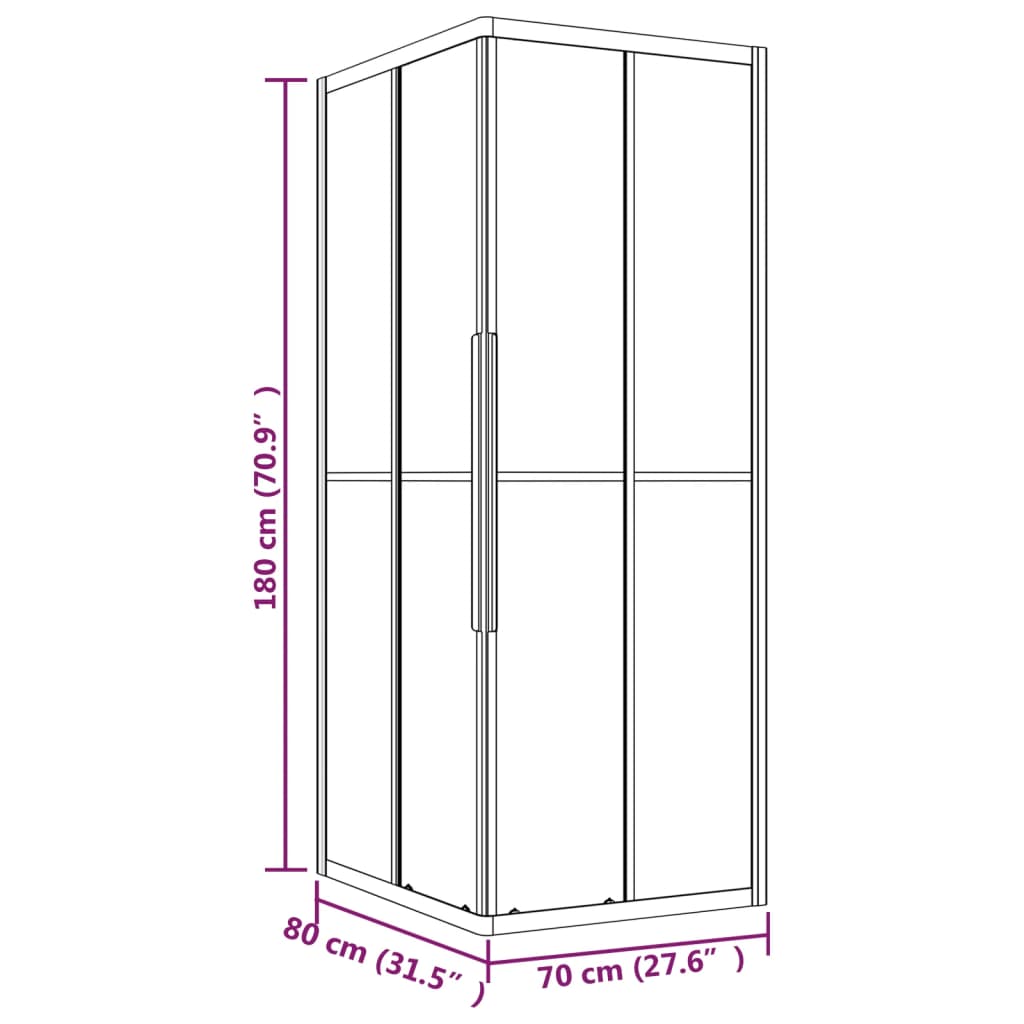 Douchecabine 80x70x180 cm ESG