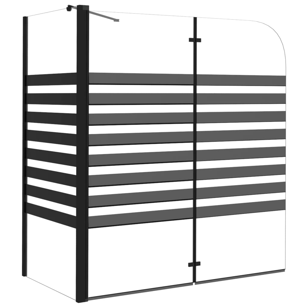 Badwand gestreept 120x68x130 cm gehard glas