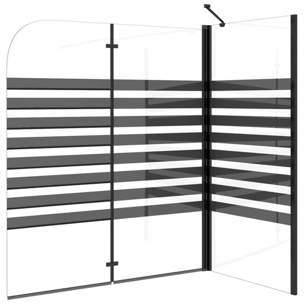 Badwand gestreept 120x68x130 cm gehard glas