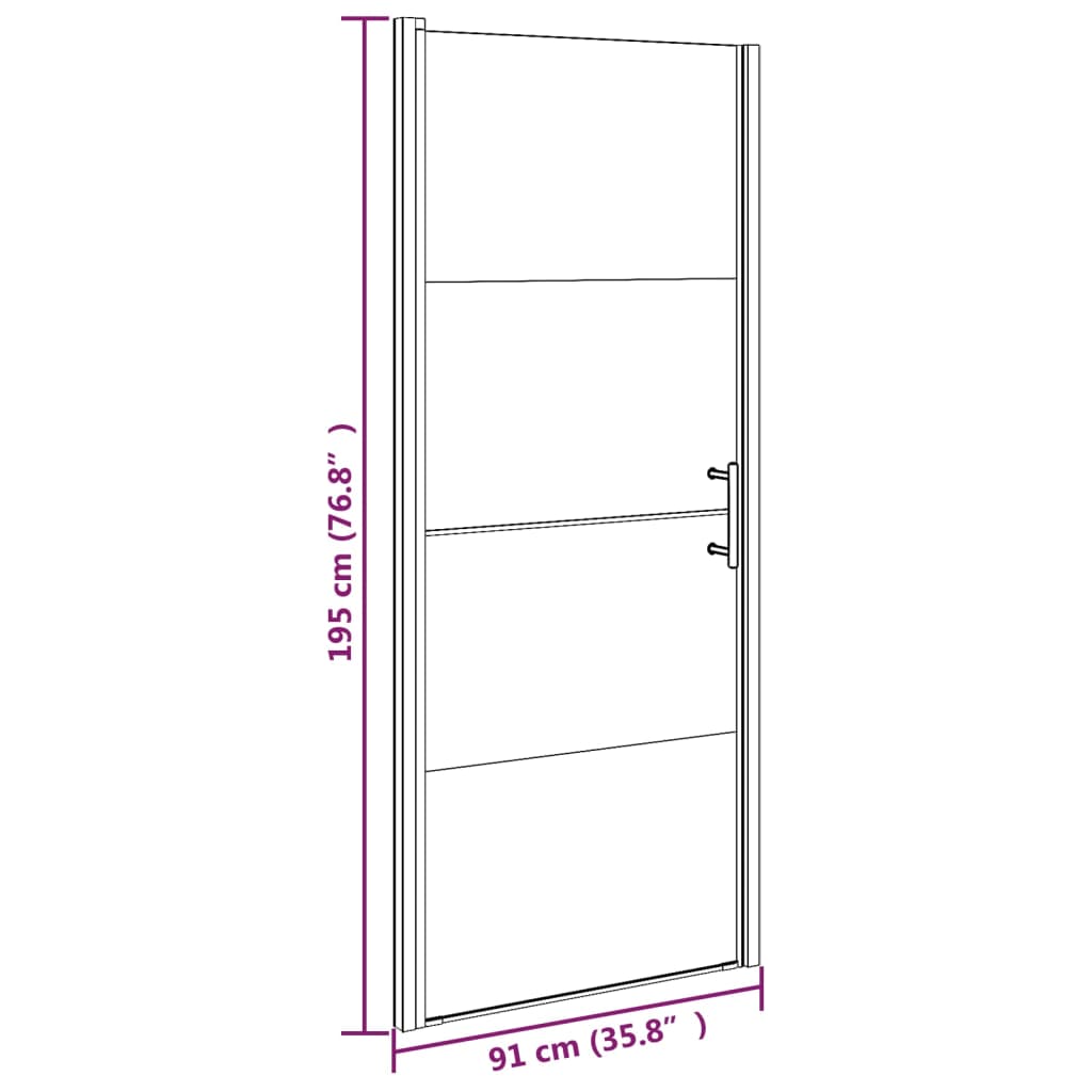 Douchedeur halfmat 91x195 cm gehard glas zwart