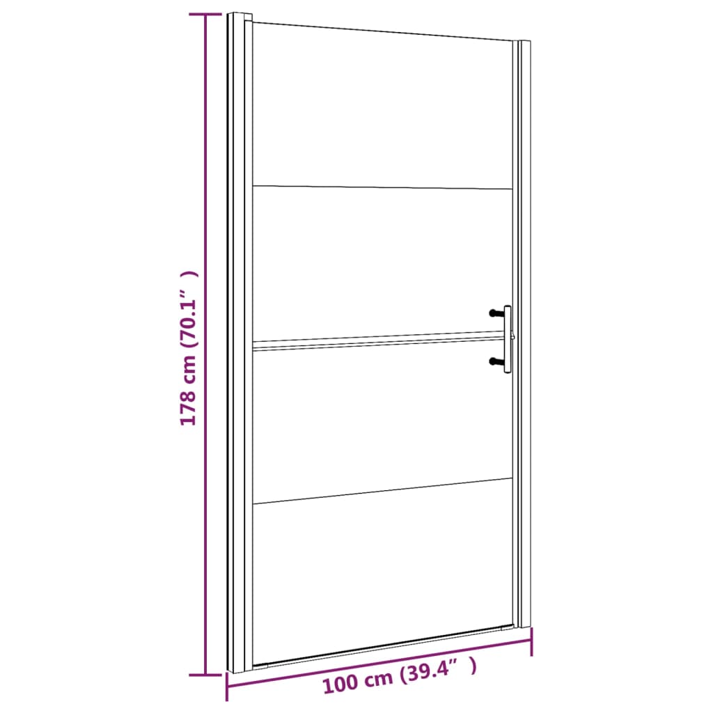 Douchedeur halfmat 100x178 cm gehard glas zwart