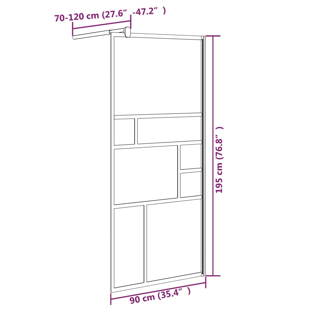 Inloopdouchewand 100x195 cm ESG-glas transparant en