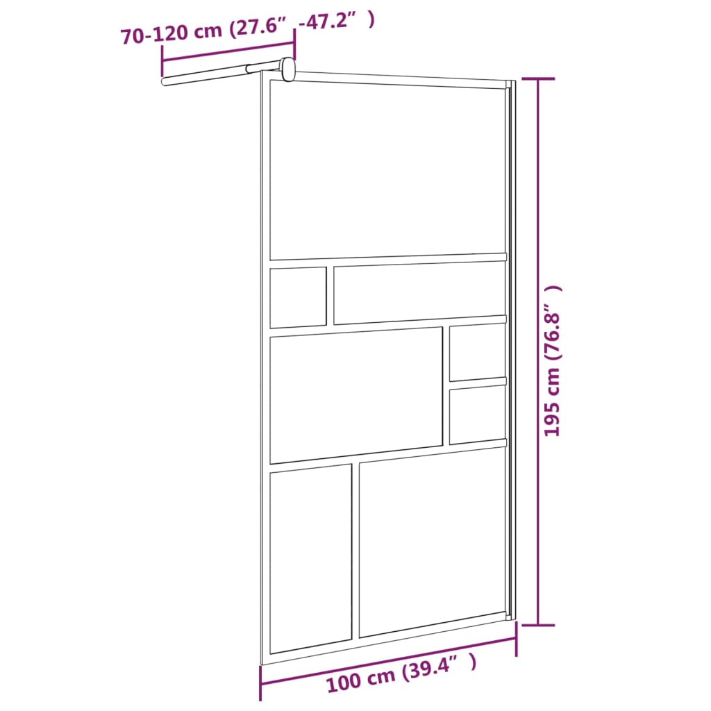 Inloopdouchewand 100x195 cm ESG-glas transparant en