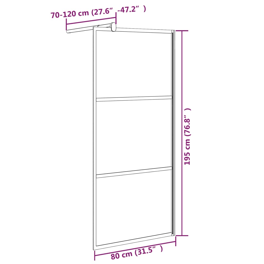 Inloopdouchewand transparant 115x195 cm ESG-glas