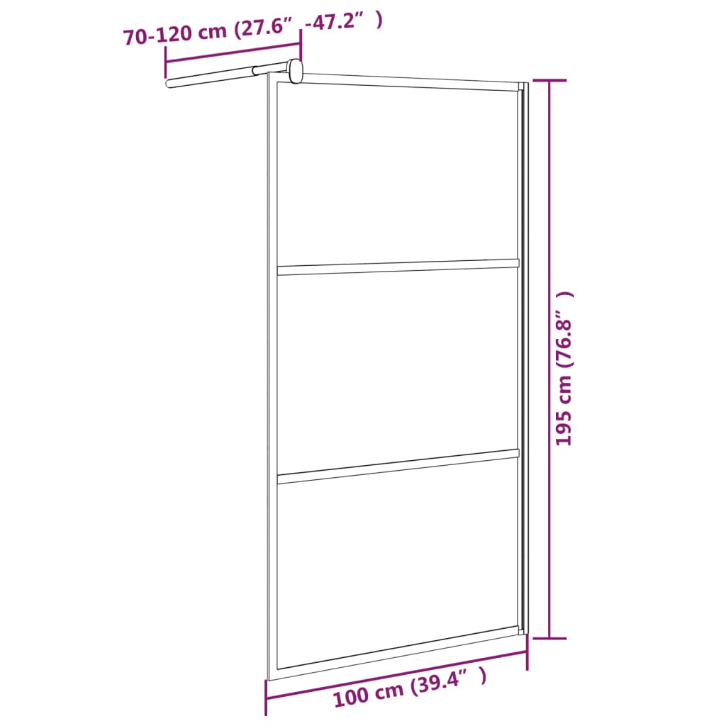 Inloopdouchewand transparant 115x195 cm ESG-glas