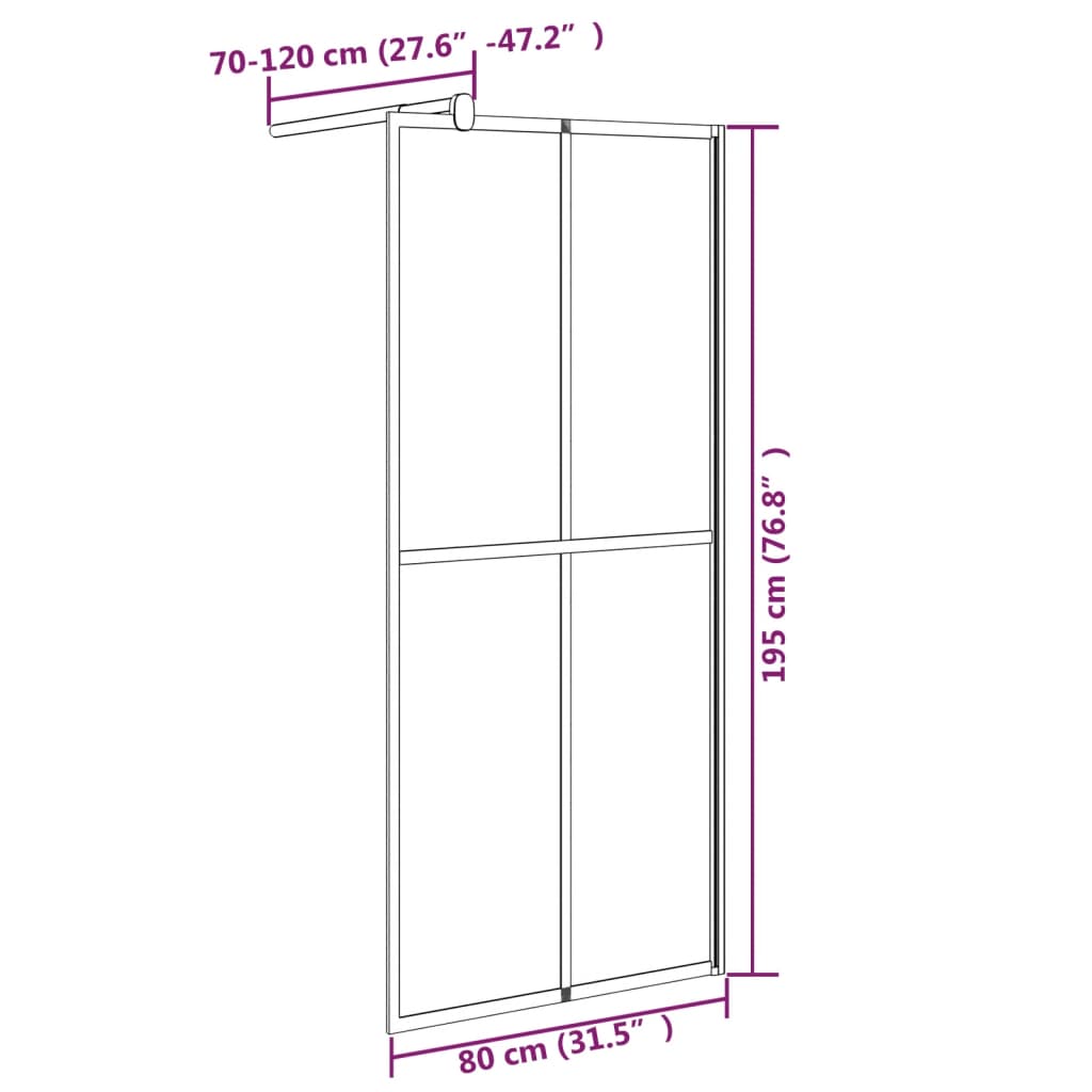 Inloopdouchewand transparant 100x195 cm ESG-glas goudkleurig