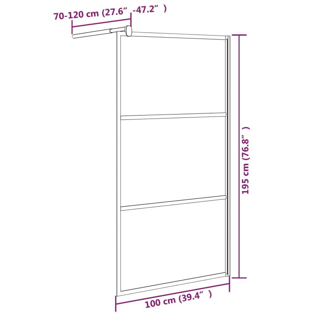 Inloopdouchewand transparant 115x195 cm ESG-glas