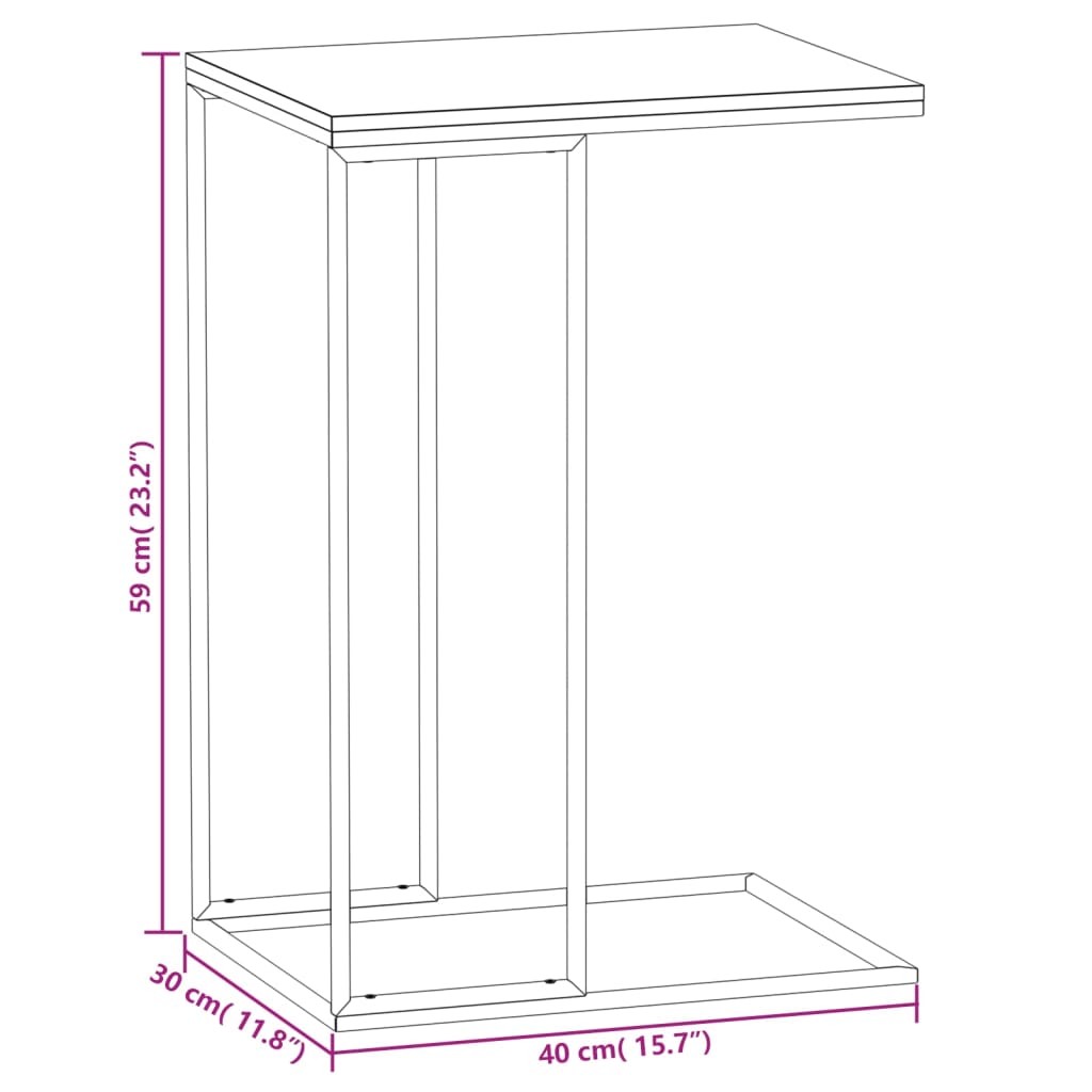 Bijzettafel 40x30x59 cm bewerkt hout