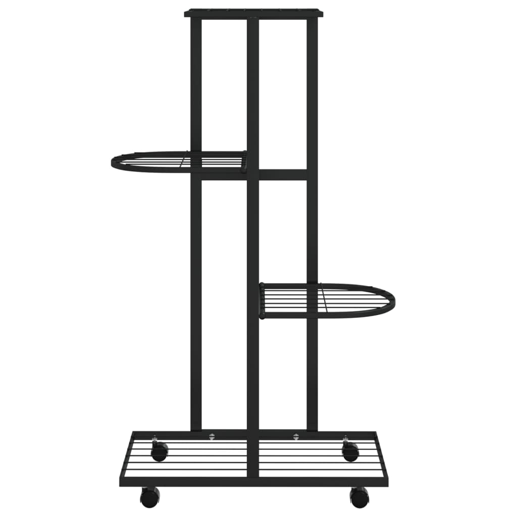 Bloemenstandaard met wielen 4-laags 44x23x80 cm ijzer