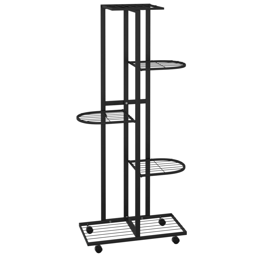 Bloemenstandaard met wielen 4-laags 44x23x80 cm ijzer