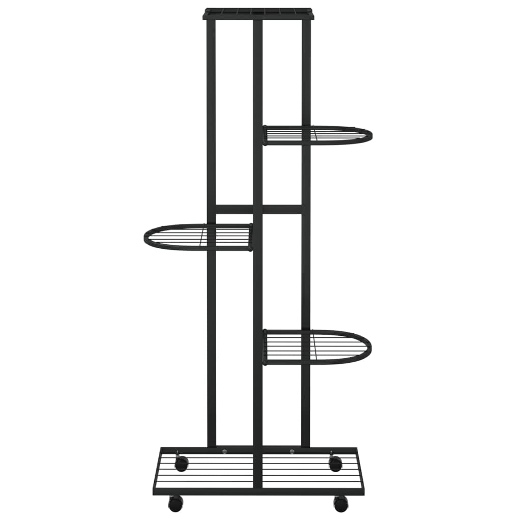 Bloemenstandaard met wielen 4-laags 44x23x80 cm ijzer