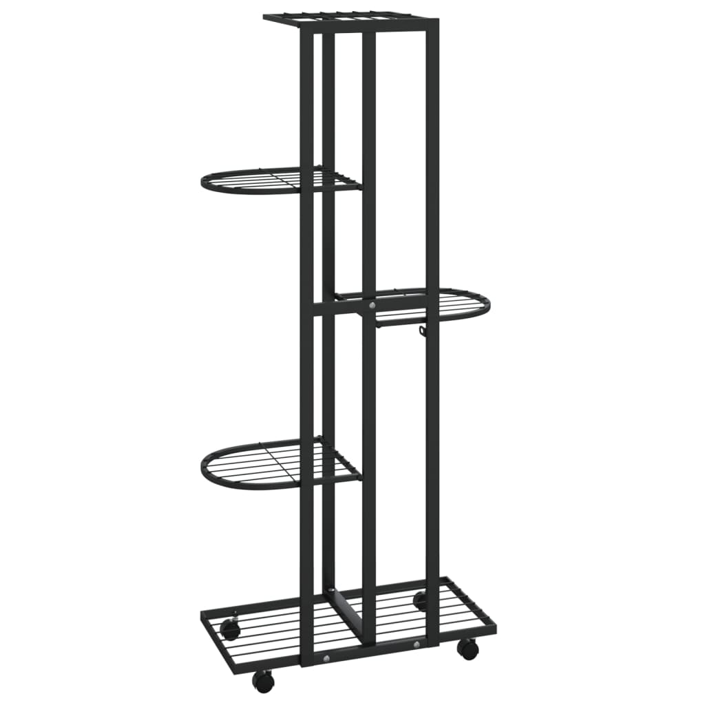 Bloemenstandaard met wielen 4-laags 44x23x80 cm ijzer