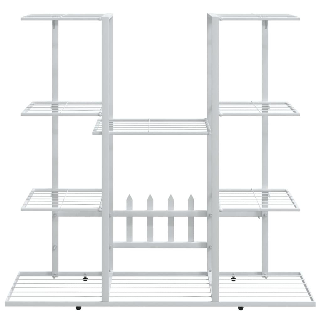 Bloemenstandaard met wielen 94,5x24,5x91,5 cm ijzer wit