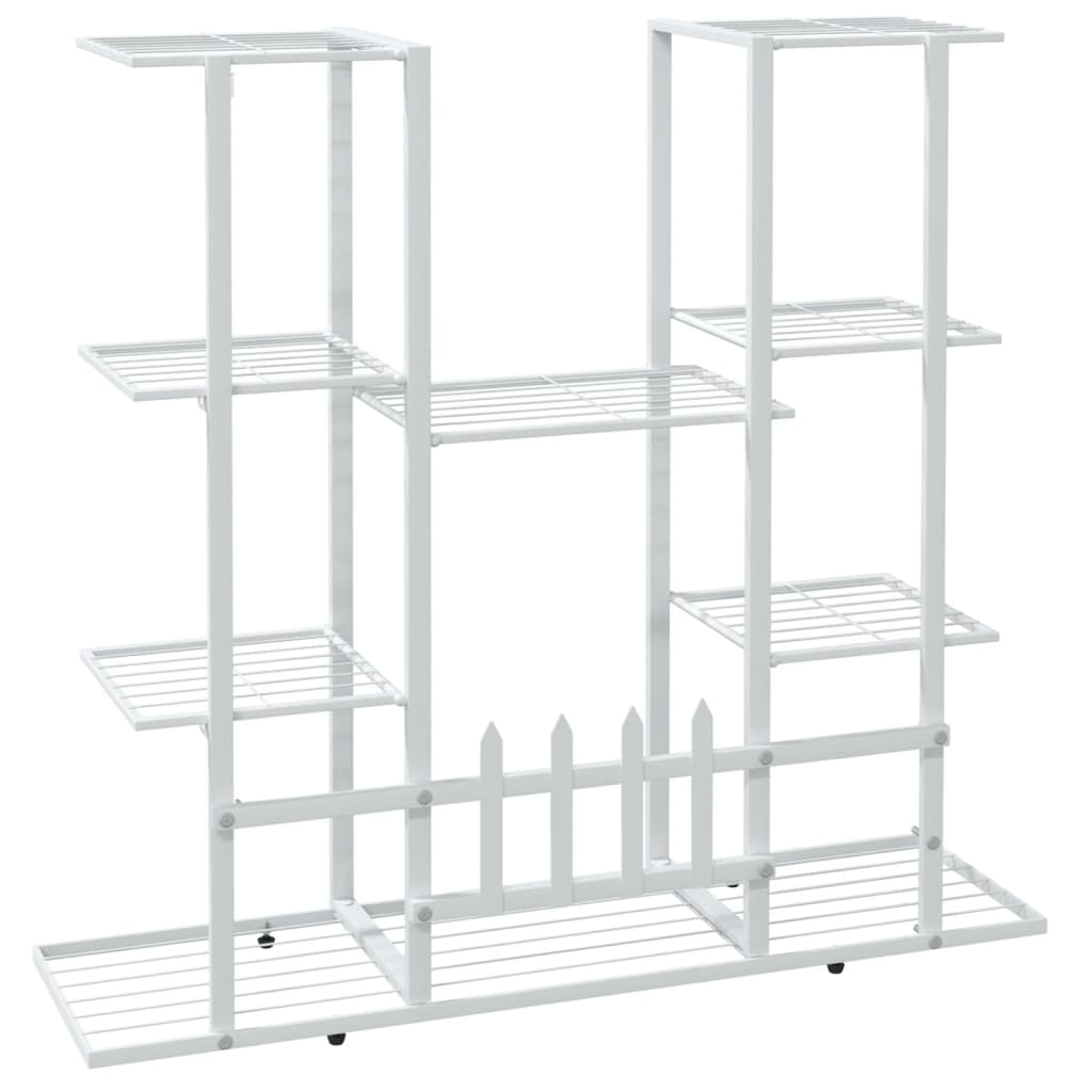 Bloemenstandaard met wielen 94,5x24,5x91,5 cm ijzer wit