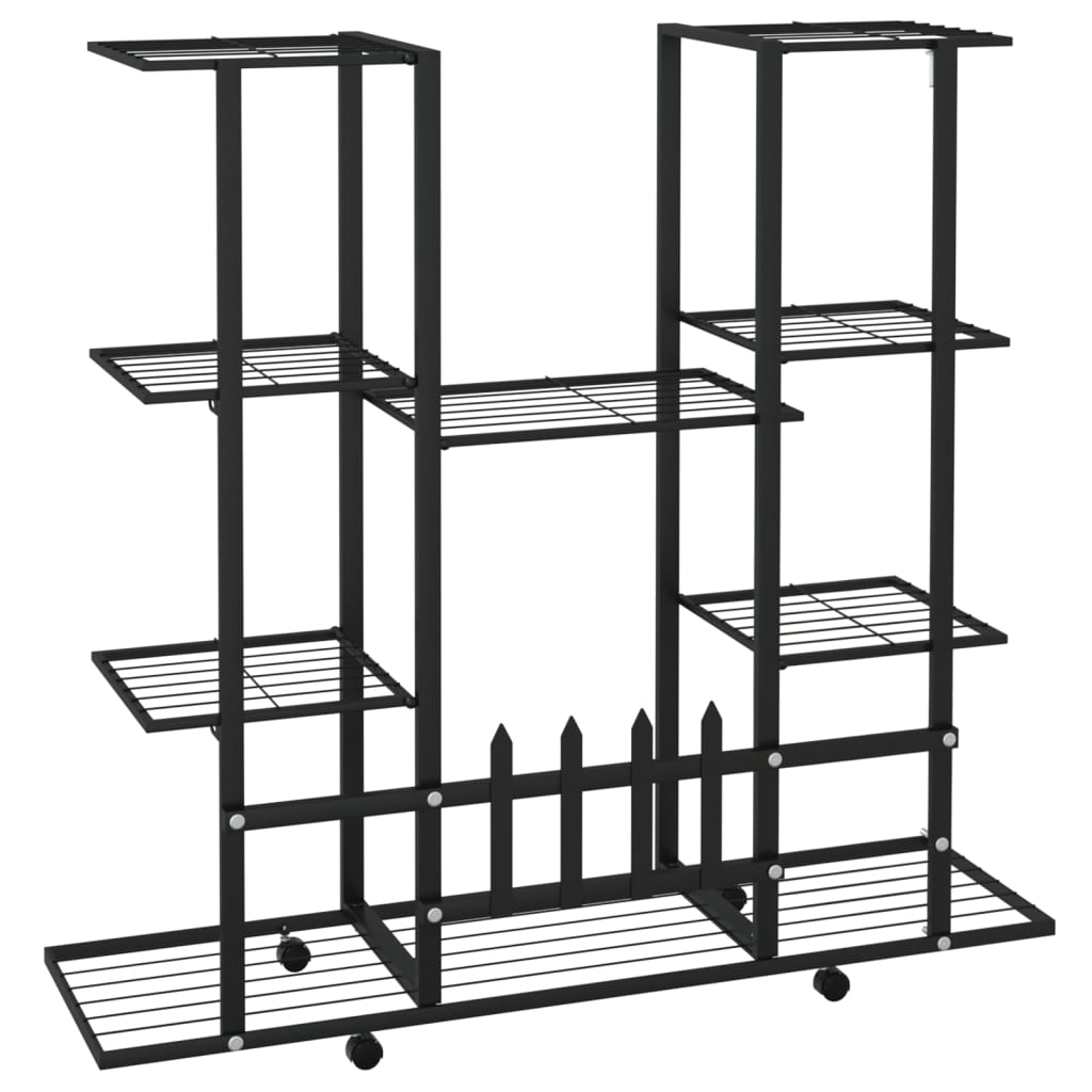 Bloemenstandaard met wielen 94,5x24,5x91,5 cm ijzer wit