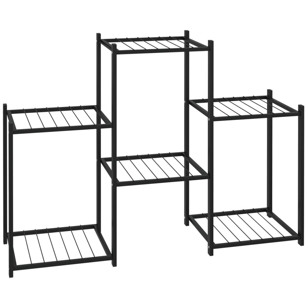 Bloemenstandaard met wielen 83x25x63,5 cm ijzer zwart