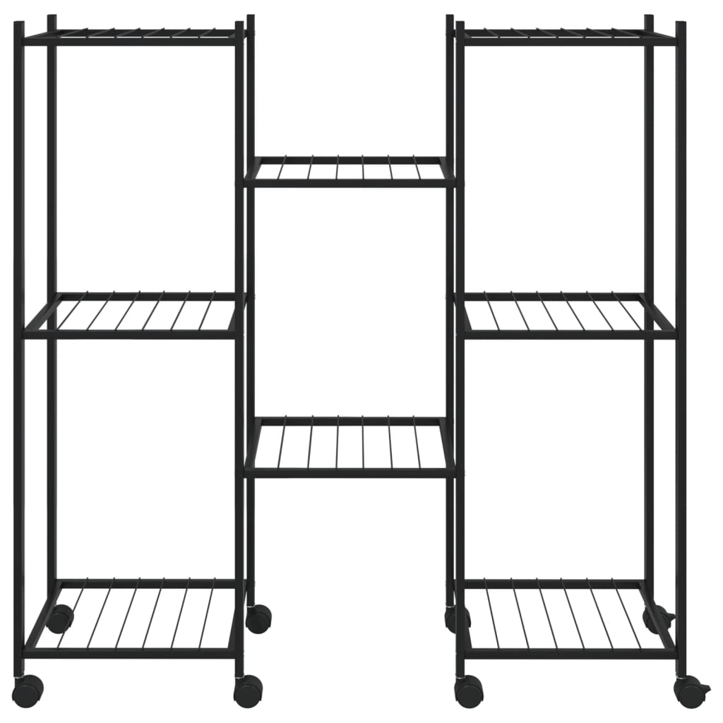 Bloemenstandaard met wielen 83x25x83,5 cm ijzer zwart