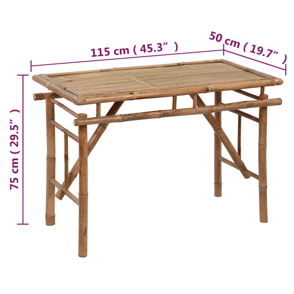 Tuintafel inklapbaar 115x50x75 cm bamboe