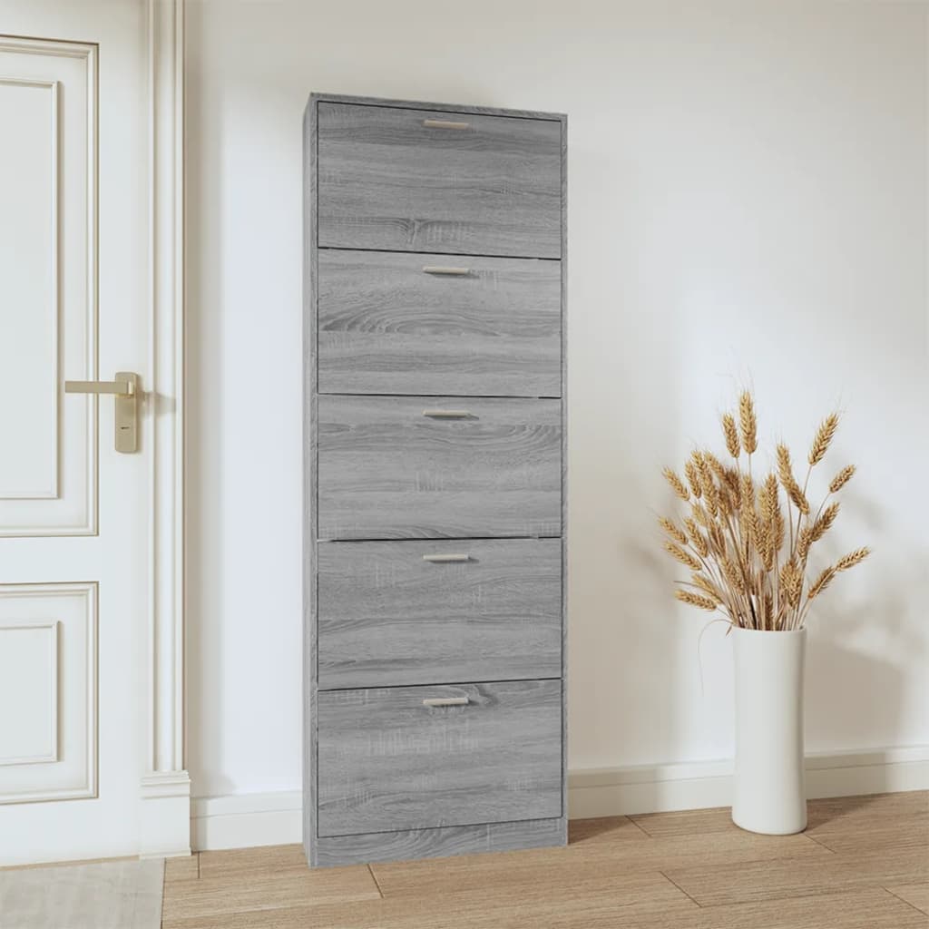 Schoenenkast 59x17x169 cm bewerkt hout