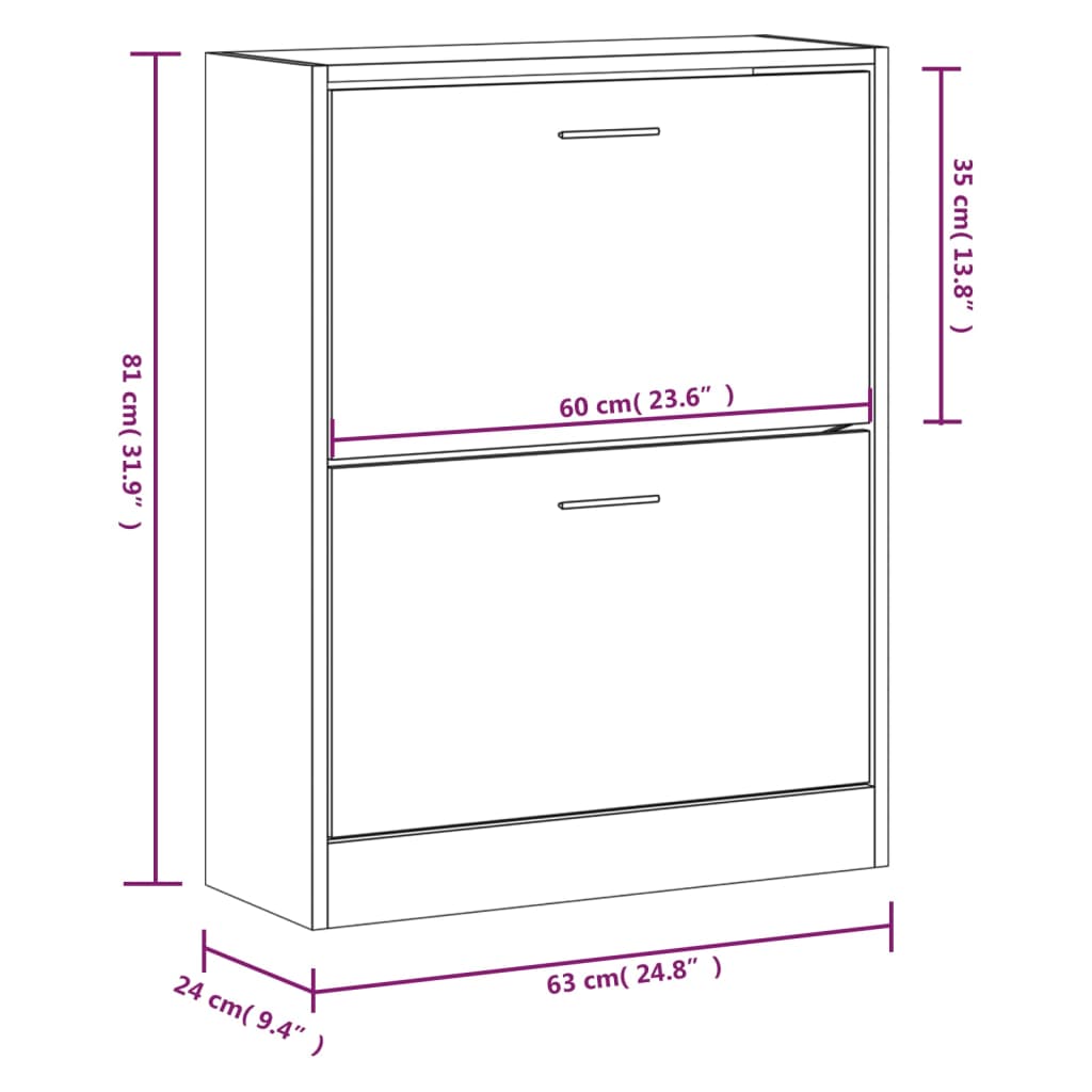 Schoenenkast 63x24x103 cm bewerkt hout