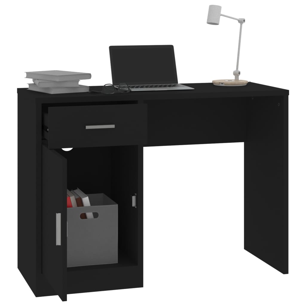 Bureau met kast en lade 100x40x73 cm bewerkt hout