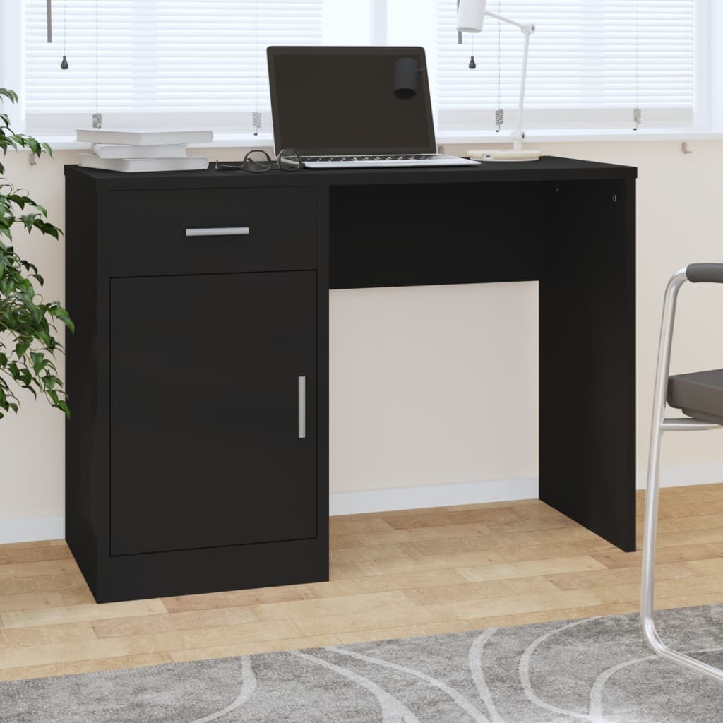 Bureau met kast en lade 100x40x73 cm bewerkt hout