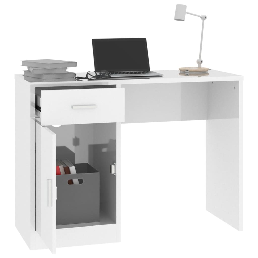 Bureau met kast en lade 100x40x73 cm bewerkt hout