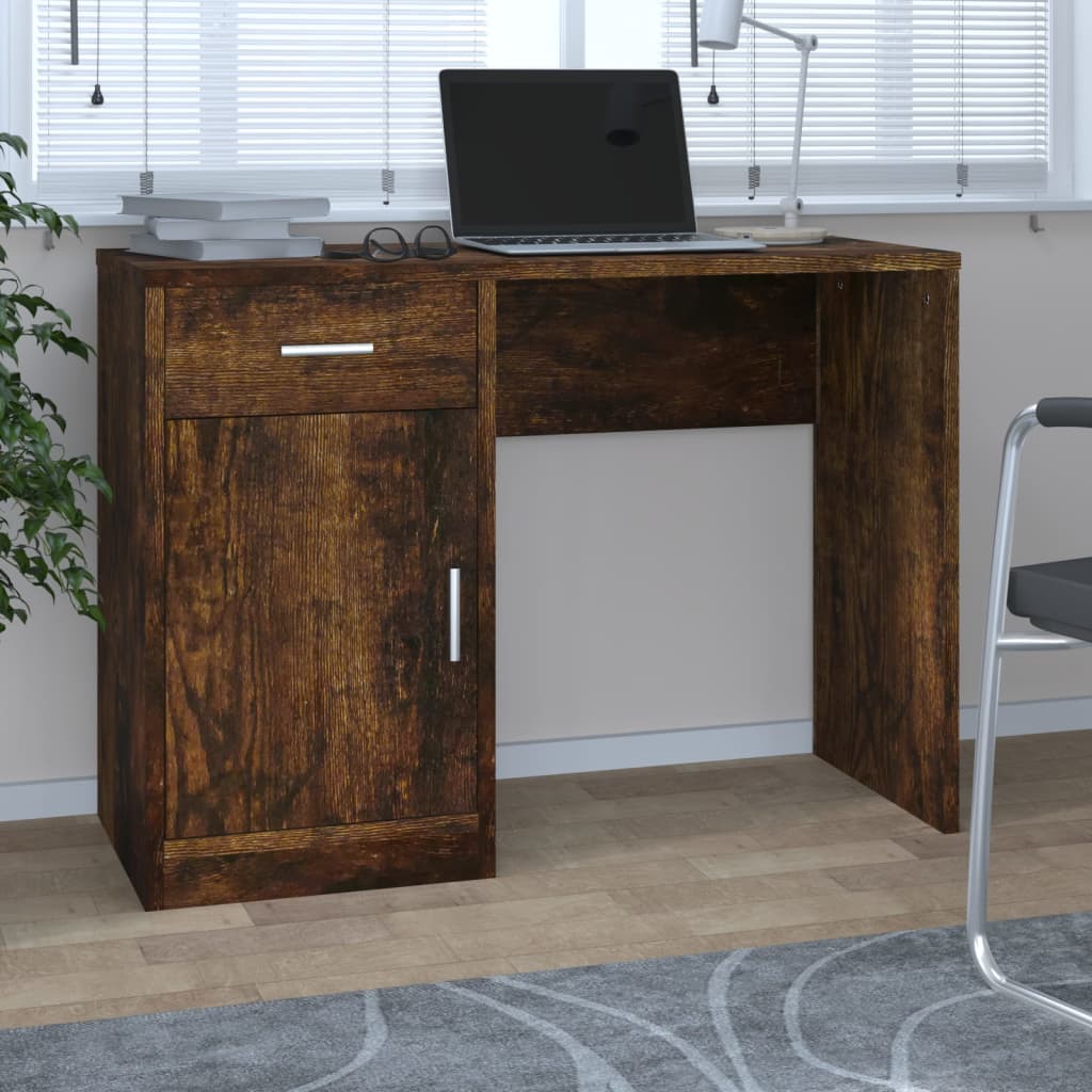 Bureau met kast en lade 100x40x73 cm bewerkt hout