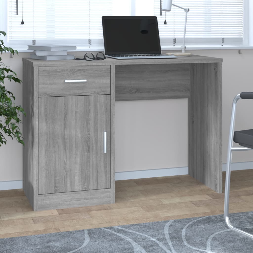 Bureau met kast en lade 100x40x73 cm bewerkt hout