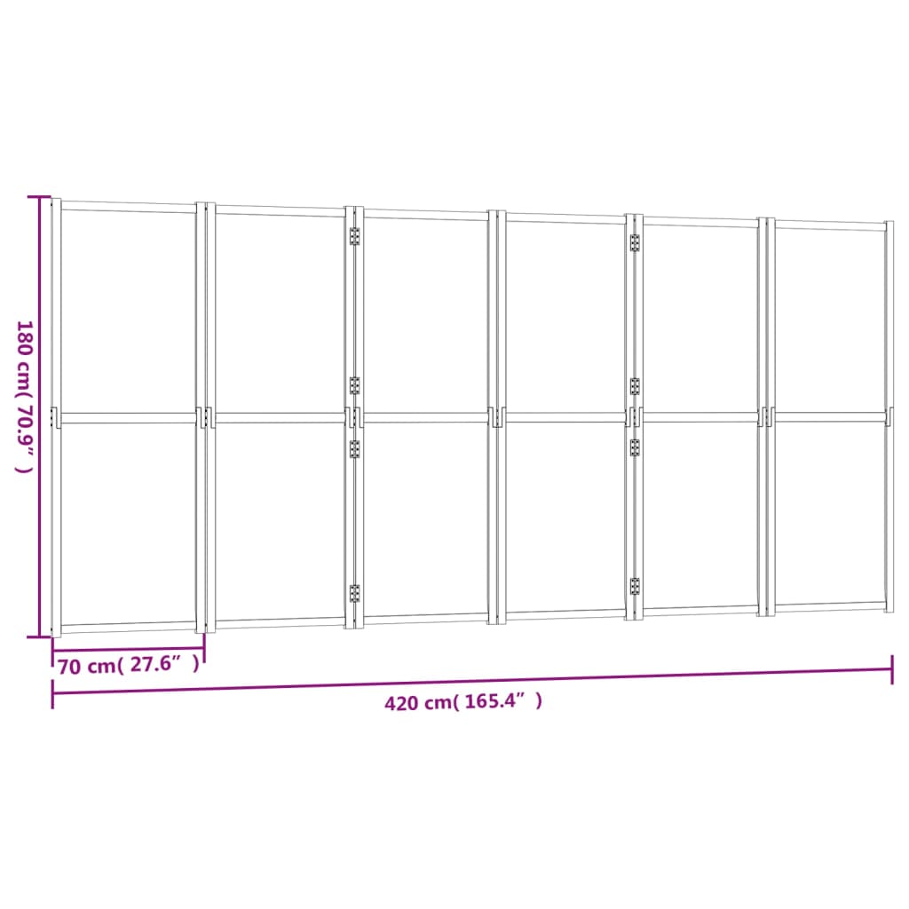 Kamerscherm met 6 panelen 420x180 cm