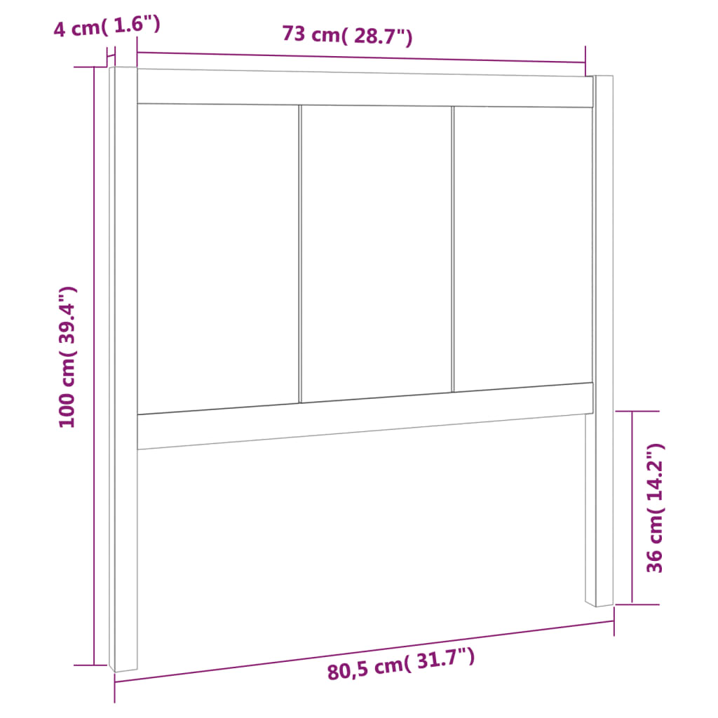 Hoofdbord 155,5x4x100 cm massief grenenhout