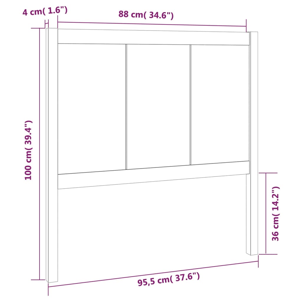 Hoofdbord 155,5x4x100 cm massief grenenhout