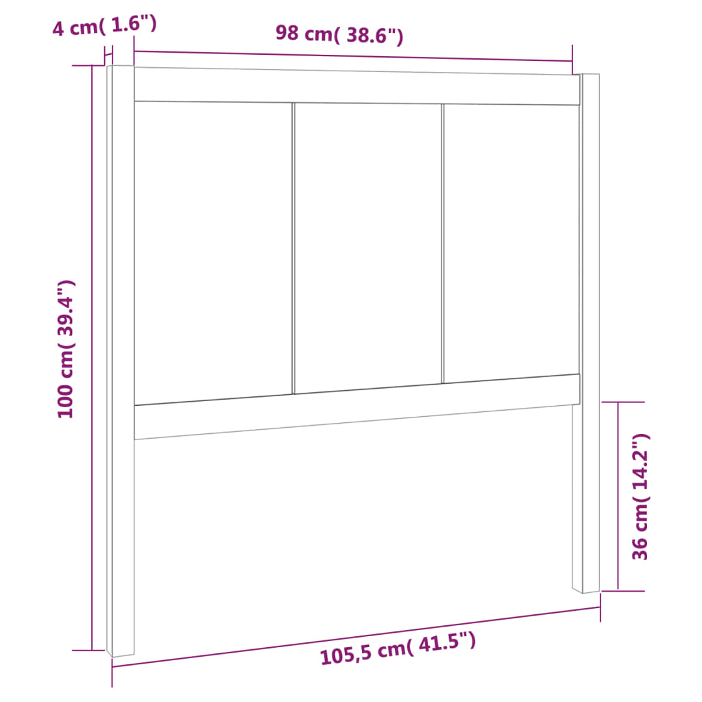 Hoofdbord 155,5x4x100 cm massief grenenhout