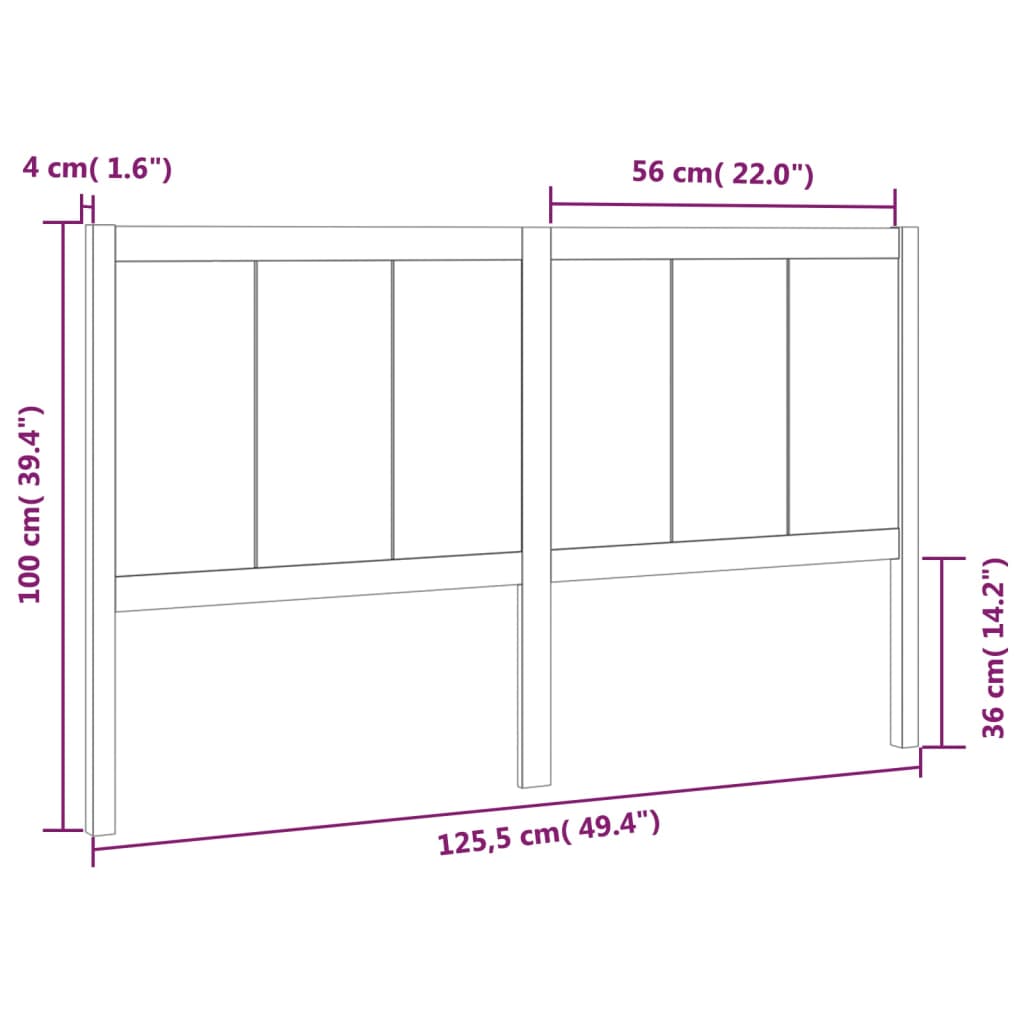 Hoofdbord 155,5x4x100 cm massief grenenhout