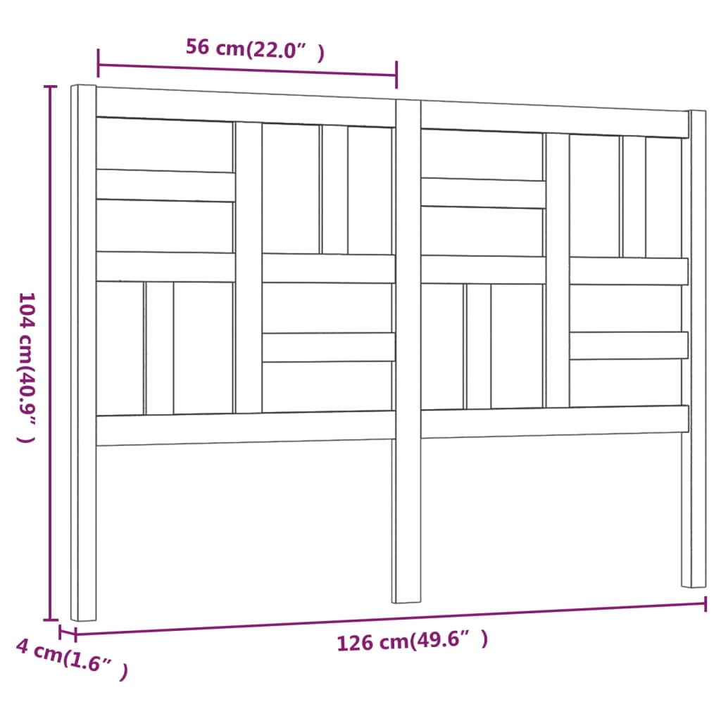 Hoofdbord 126x4x104 cm massief grenenhout