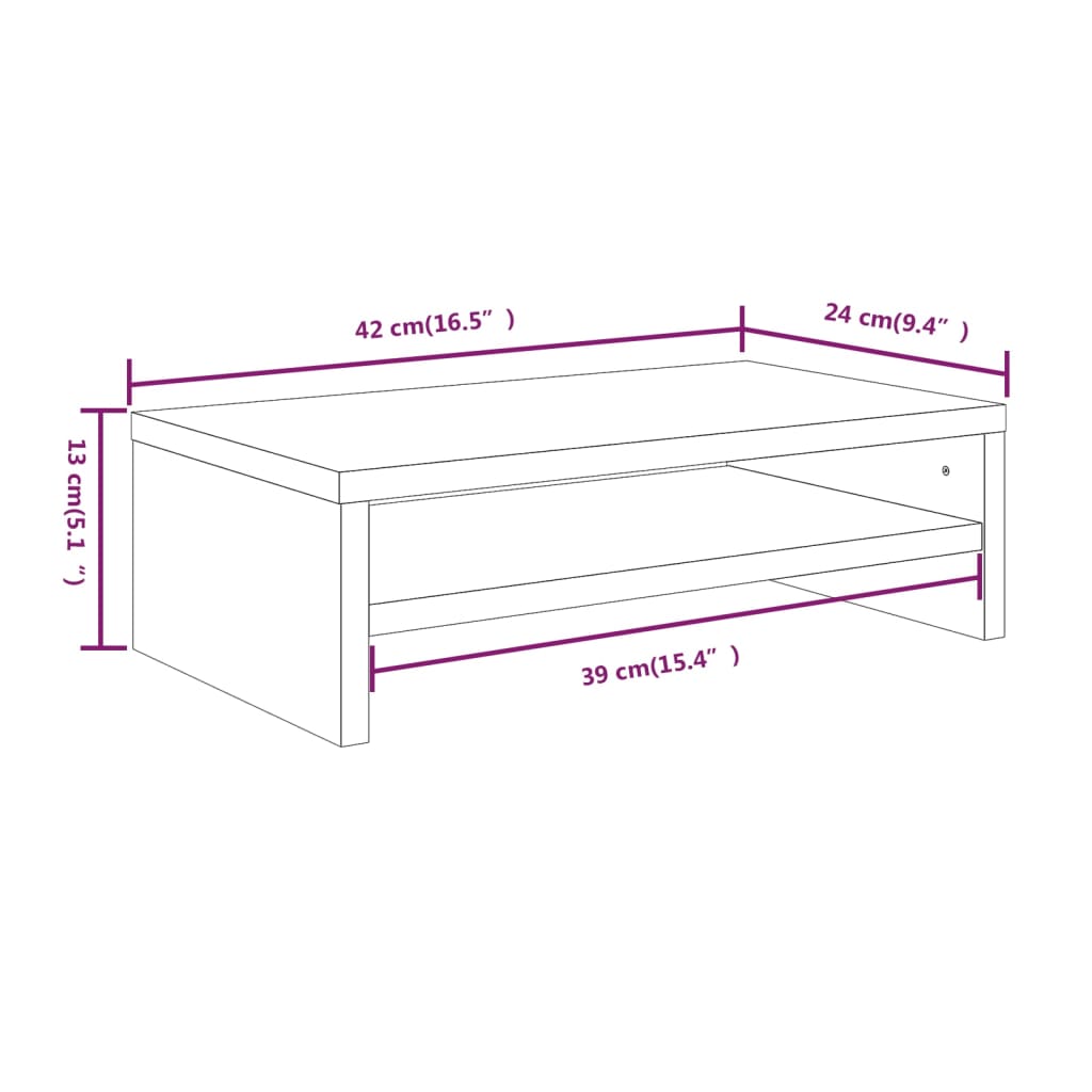 Monitorstandaard 42x24x13 cm bewerkt hout