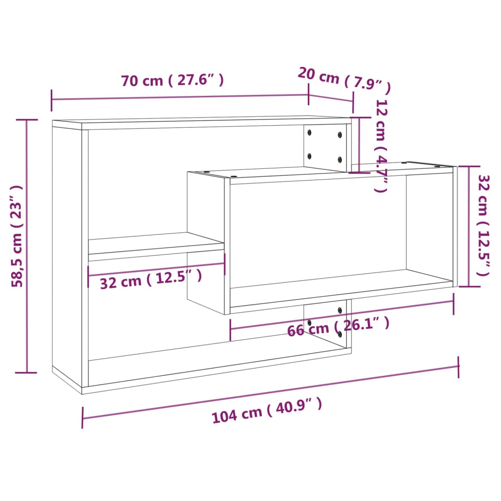 Wandschappen 104x20x58,5 cm bewerkt hout