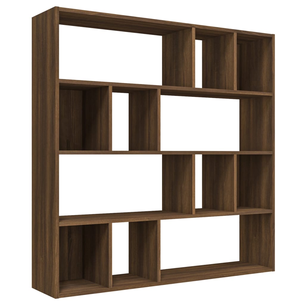 Boekenkast 110x24x110 cm bewerkt hout bruin eikenkleur