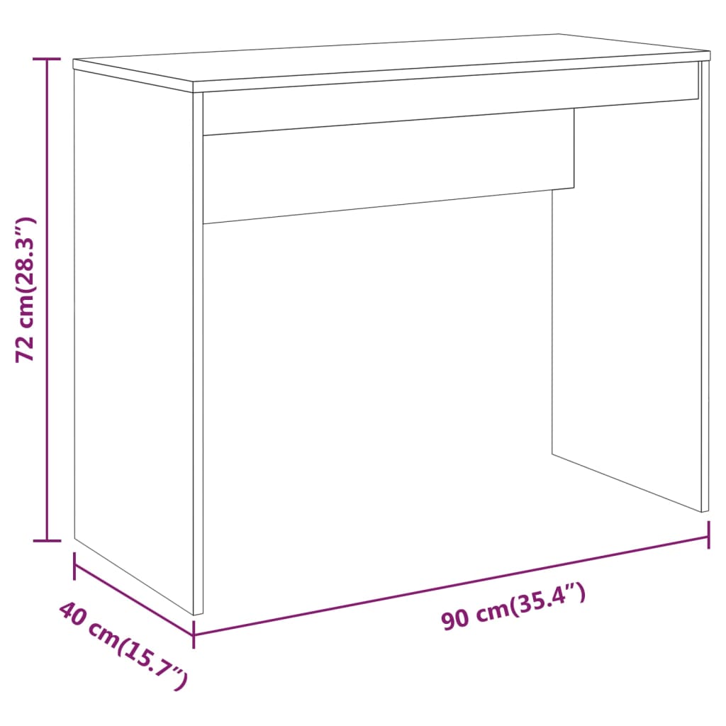 Bureau 90x40x72 cm bewerkt hout eikenkleurig