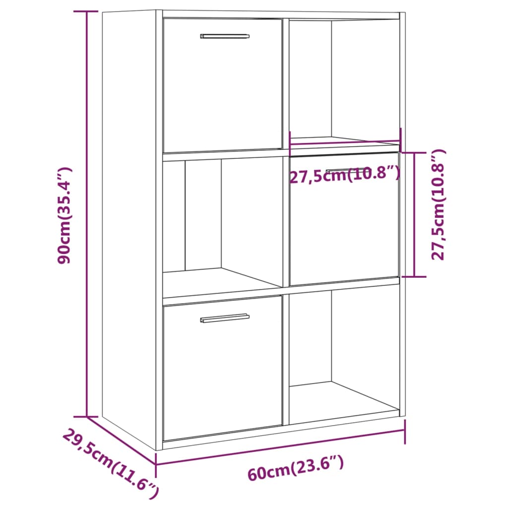 Opbergkast 60x29,5x90 cm bewerkt hout