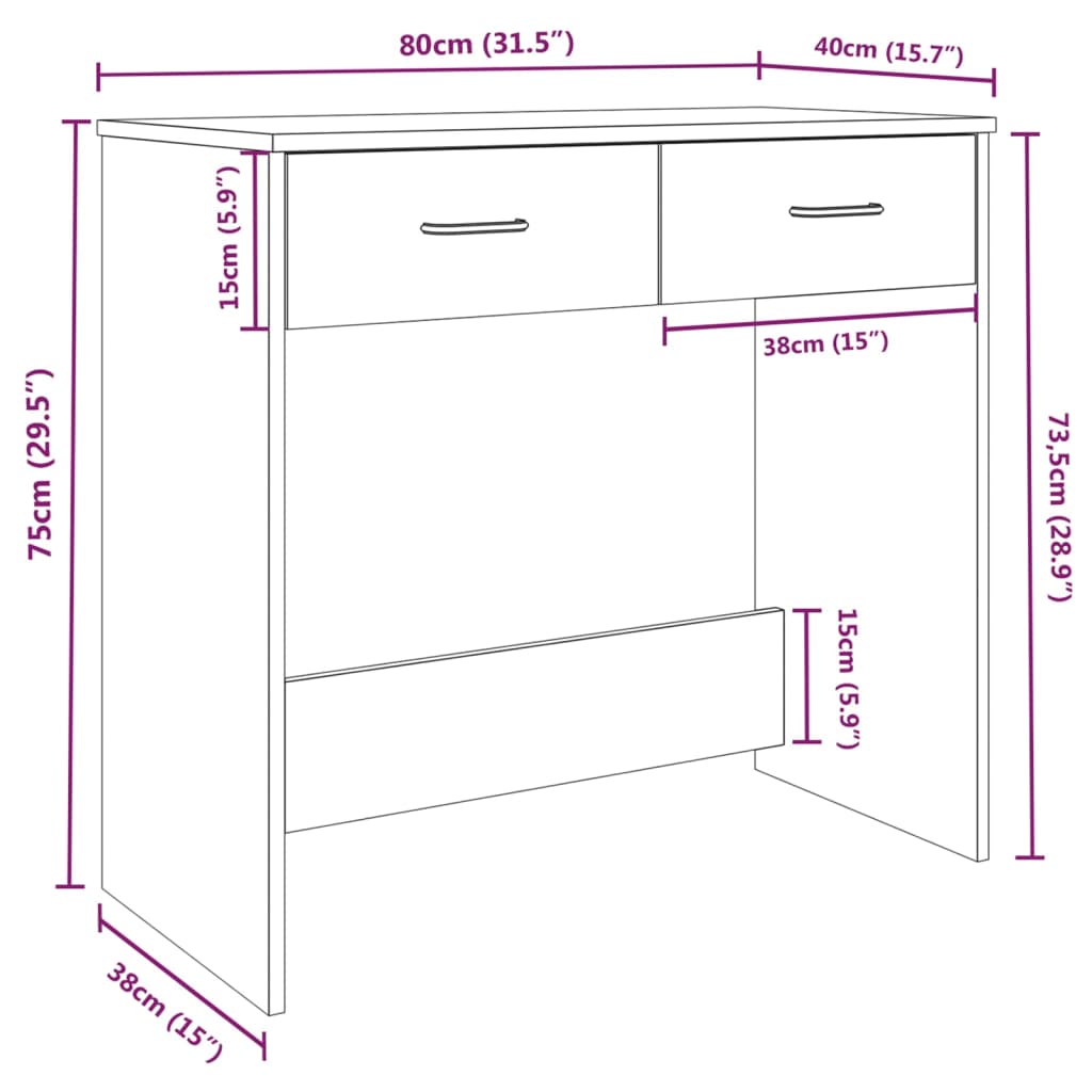 Bureau 80x40x75 cm bewerkt hout