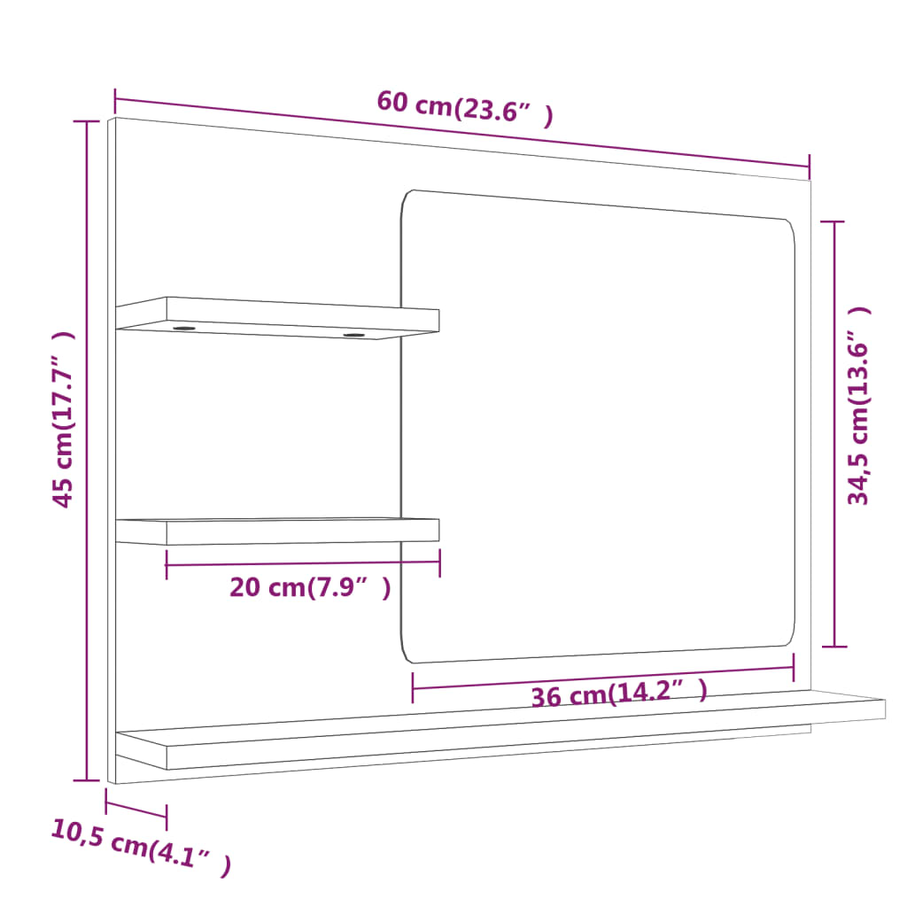 Badkamerspiegel 60x10,5x45 cm bewerkt hout