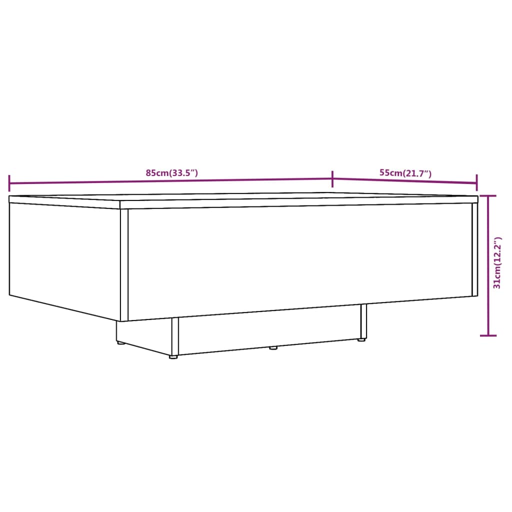 Salontafel 100x49,5x31 cm bewerkt hout eikenkleurig