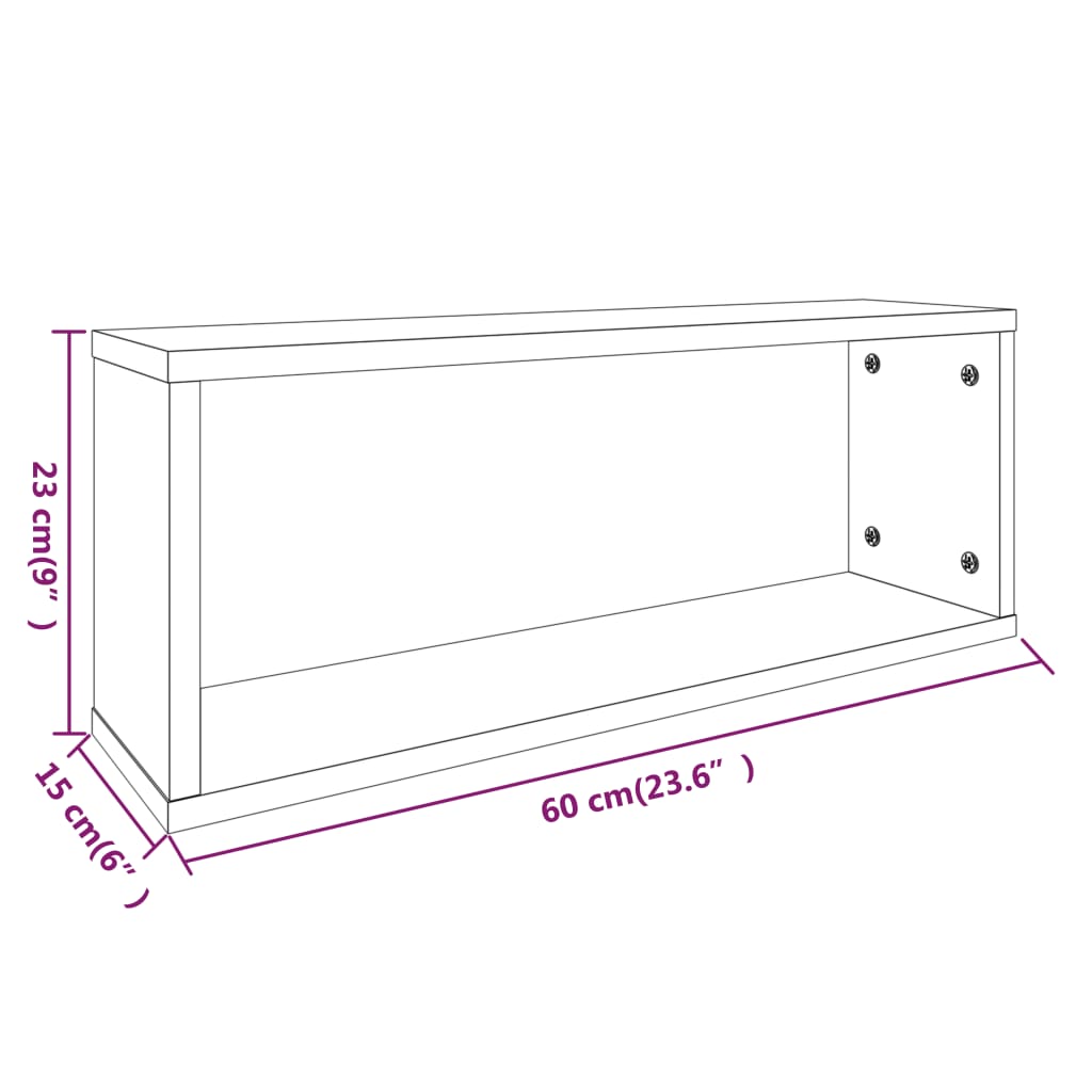 Wandschappen kubus 6 st 60x15x23 cm bewerkt hout